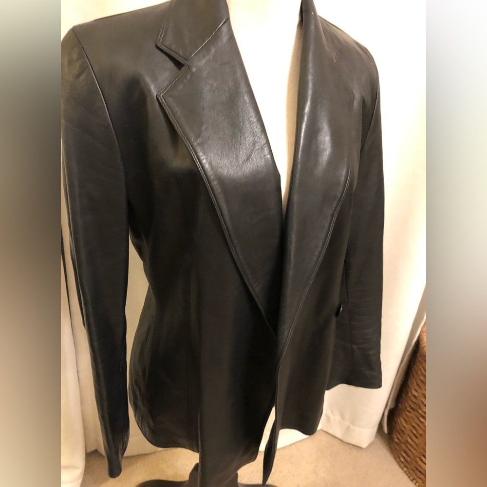 Versace Black Leather Blazer. Perfect condition.